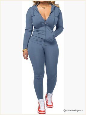 Two Piece Tracksuit Set Long Sleeve Zip Up Hoodie Jogger